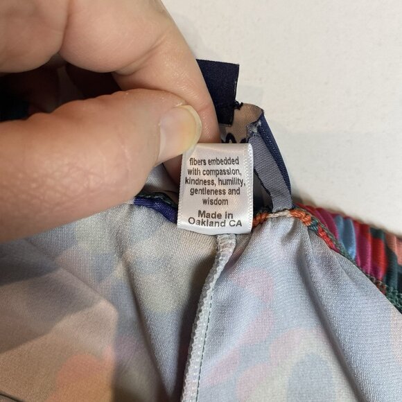 Lesley Evers Womens Pants Cropped Straight Leg Floral Colorful Hippie Artsy Sz M - Picture 6 of 9